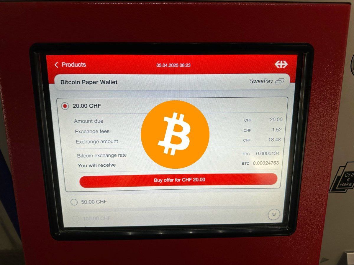 Pronoracrypto's tweet image. You can buy #Bitcoin with cash at train stations in Switzerland 🇨🇭