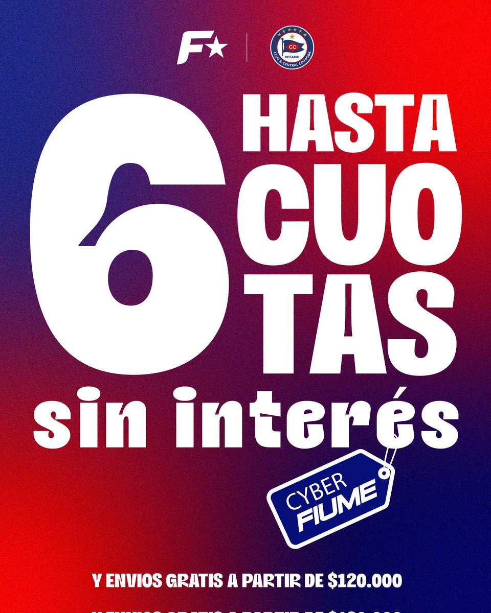𝗖𝗬𝗕𝗘𝗥 𝗖𝗛𝗔𝗥𝗥𝗨𝗔 🔥

Arrancó el 𝗖𝗬𝗕𝗘𝗥 𝗙𝗜𝗨𝗠𝗘 y Central Córdoba lo sabe!

🔥𝗛𝗮𝘀𝘁𝗮 𝟳𝟬% 𝗢𝗙𝗙

🔥 6 Cuotas sin interés y envíos gratis superando 120k

Retira tu pedido en Córdoba 4431, de lunes a viernes de 9 a 14!

Ya disponible en fiume.com.ar