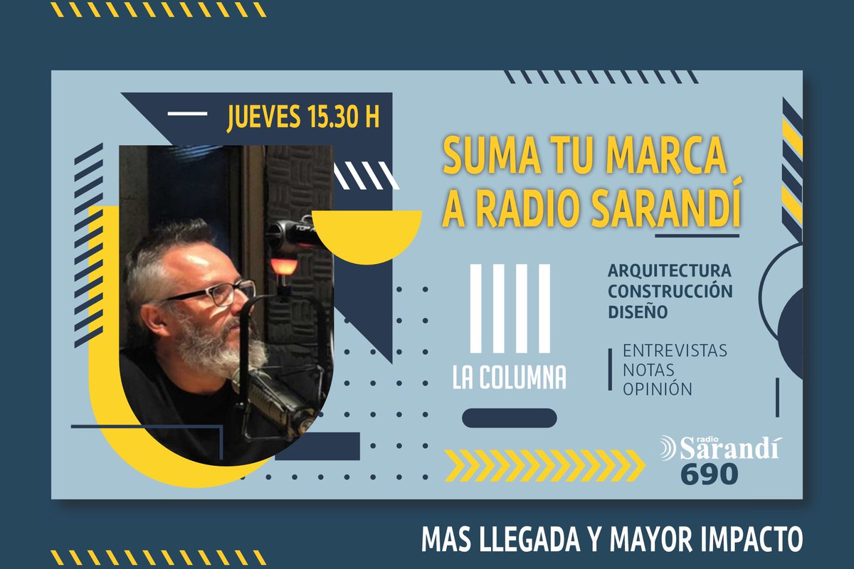 📣 ¡Tu empresa puede ser parte!
Un espacio donde hablamos de 👇

✨ Diseño
🏛️ Arquitectura
🏗️ Construcción
🗣️ Entrevistas + debate + análisis

📡 Llegamos a todo el país:
🎙️ Radio | ▶️ YouTube | 📲 Redes | ✉️ Newsletters

📍  Escribinos hoy por WhatsApp al (094) 616 697