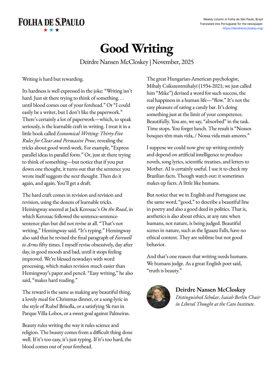 Writing is hard but rewarding.

Its hardness is well expressed in the joke: “Writing isn’t hard. Just sit there trying to think of something. . . until blood comes out of your forehead.”

Or “I could easily be a writer, but I don’t like the paperwork.” There’s certainly a lot of