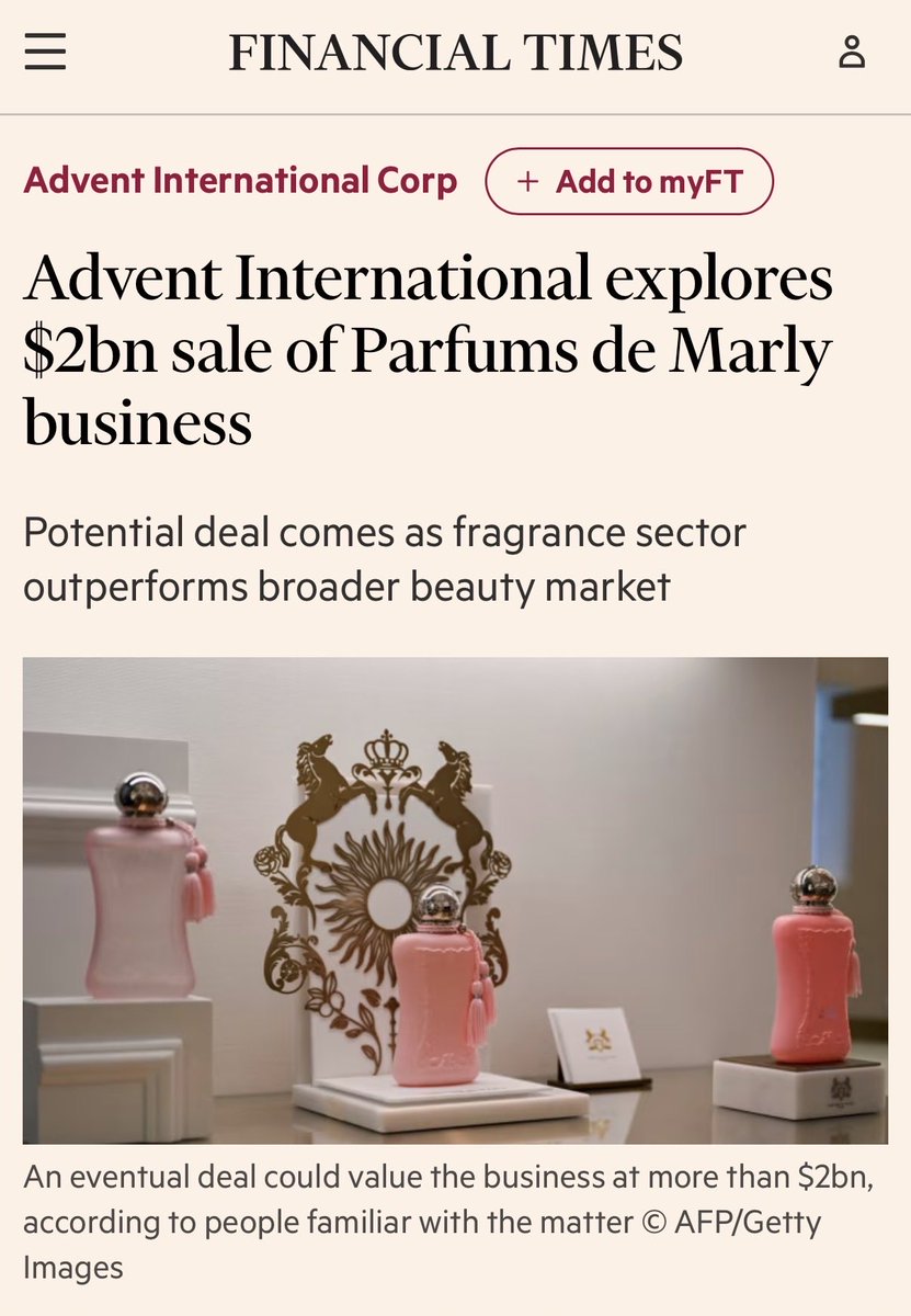 The rise of fragrance made in Dubai. <a href="/FinancialTimes/">Financial Times</a> mentioned Parfums de Marly new valuation.