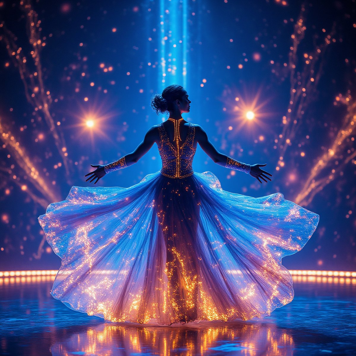 PromptSin's tweet image. Dazzling lights and a glow-up like no other! ✨ Who&apos;s ready to steal the show? 🎉 #StageVibes #GlowUp