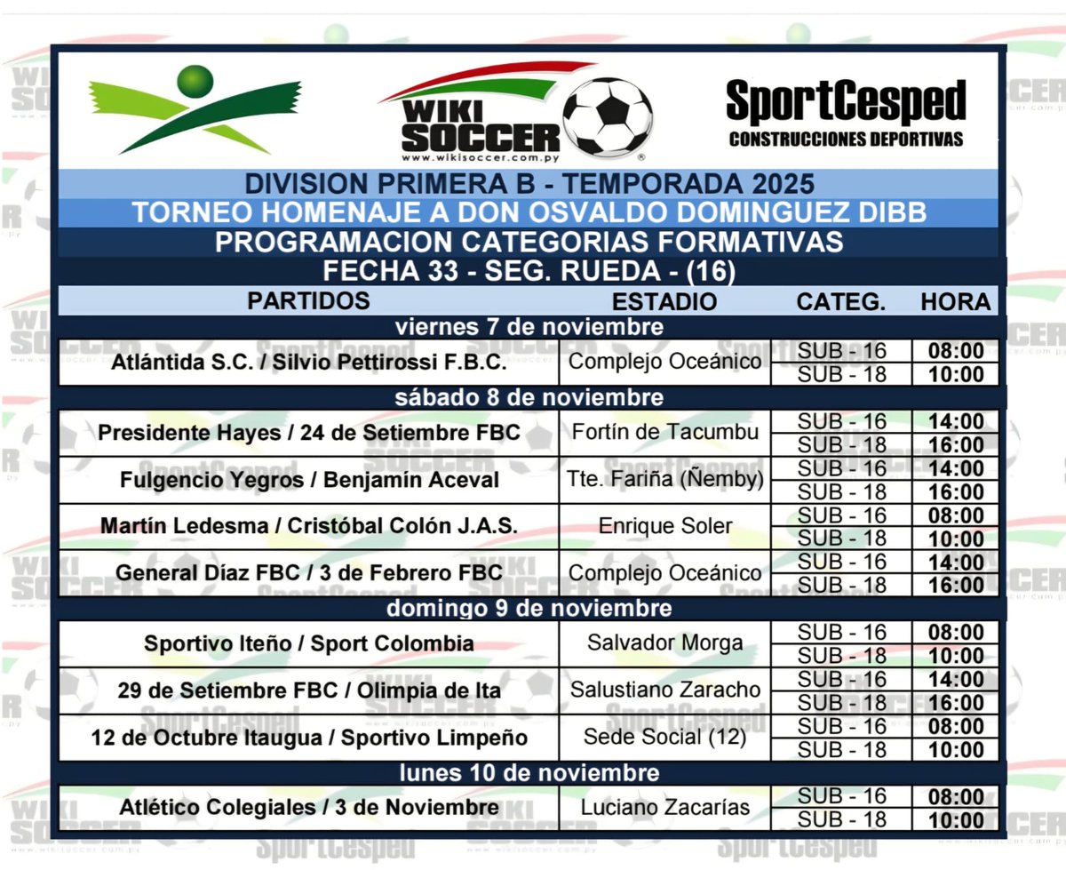⚽ PRIMERA B ⚽
⚠️ PROGRAMACION ⚠️
🔥 FECHA 33 Y PENDIENTES 🔥