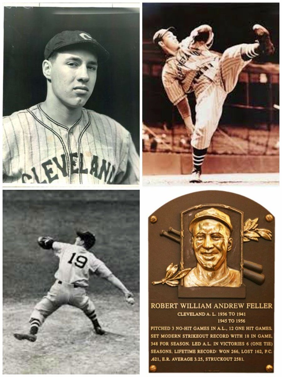The great Hall of Famer Bob Feller was born this day in 1918 in Van Meter, IA.  Nicknamed "The Heater from Van Meter," "Bullet Bob," and "Rapid Robert,". Feller made his major league debut at age 17, bypassing the minor leagues, and set numerous pitching records including three