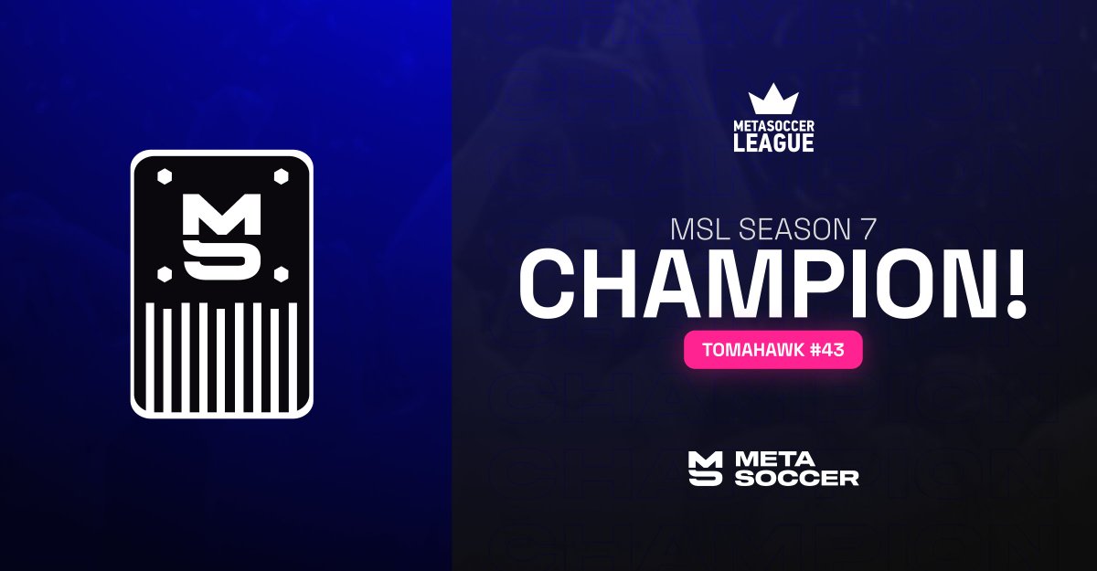 playmetasoccer's tweet photo. What a champion! 🏆

Huge congratulations to TOMAHAWK #43, crowned Division A Champion for the first time! 👑

Respect to all teams who battled till the end — and congrats to every winner across all divisions! ⚽️ https://t.co/JBVassRUcU