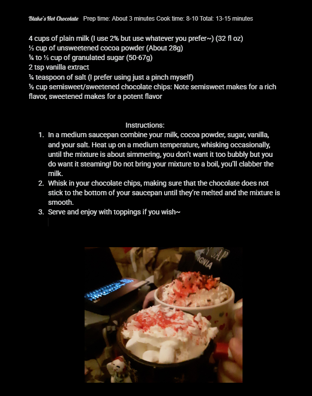 Its getting cold~

So like...what if you made my hot chocolate to keep you snuggly and warm? 🥺