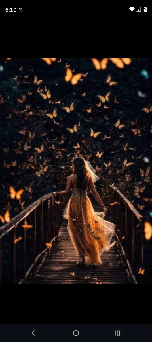 amy_gomez10659's tweet photo. Beneath the sun-kissed meadows, where wildflowers sway,
She dances lightly, a vision in the day.
Her wings of silk, in hues of dawn's soft glow,
Flutter with secrets only breezes know.

Elegant as whispers on a petal's edge,
She glides through gardens, perched on nature's ledge.
Eyes like sapphire skies, reflecting pure delight,
Enchanting every soul in the early morning  light.

Cascading curls of gold, like rivers free,
Caress the air with laughter wild and glee.
A symphony of colors in her gentle flight,
Captivating hearts from dusk until the night.

Kisses from the zephyr, soft upon her cheek.
Kindred to the blossoms, in a world unique.
She weaves through shadows, painting joy anew.
A kaleidoscope of grace, forever pure and true.

Yielding to the rhythm of the earth's sweet song,
Yonder fields await her, where she belongs.
Beautiful as butterflies in eternal spring,
Becky, you are that butterfly, on iridescent wings. 🦋

-AKS 
@boxpittiemom  ❤️🥰