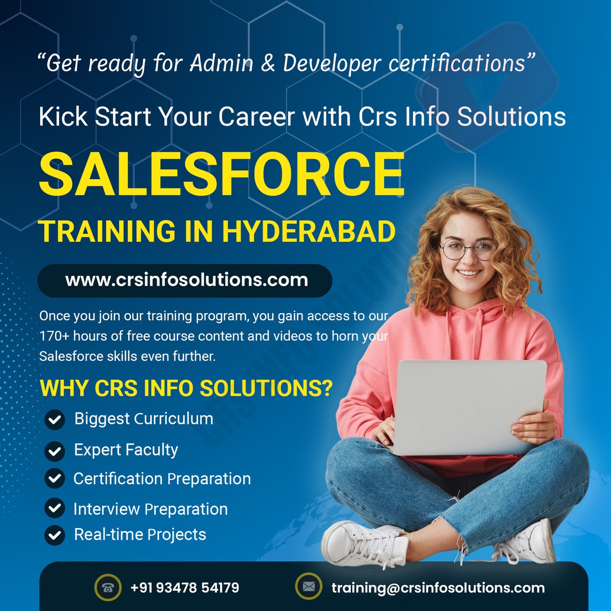 Anandtechie1102's tweet image. Kick Start Your Salesforce Career with CRS Info Solutions! 
💪 Why CRS Info Solutions?
✅ Biggest and Most Updated Curriculum
✅ Highly Experienced Faculty
✅ Certification &amp;amp; Interview Guidance
✅ 100% Practical Training
#SalesforceTraining #SalesforceHyderabad #CRSInfoSolutions