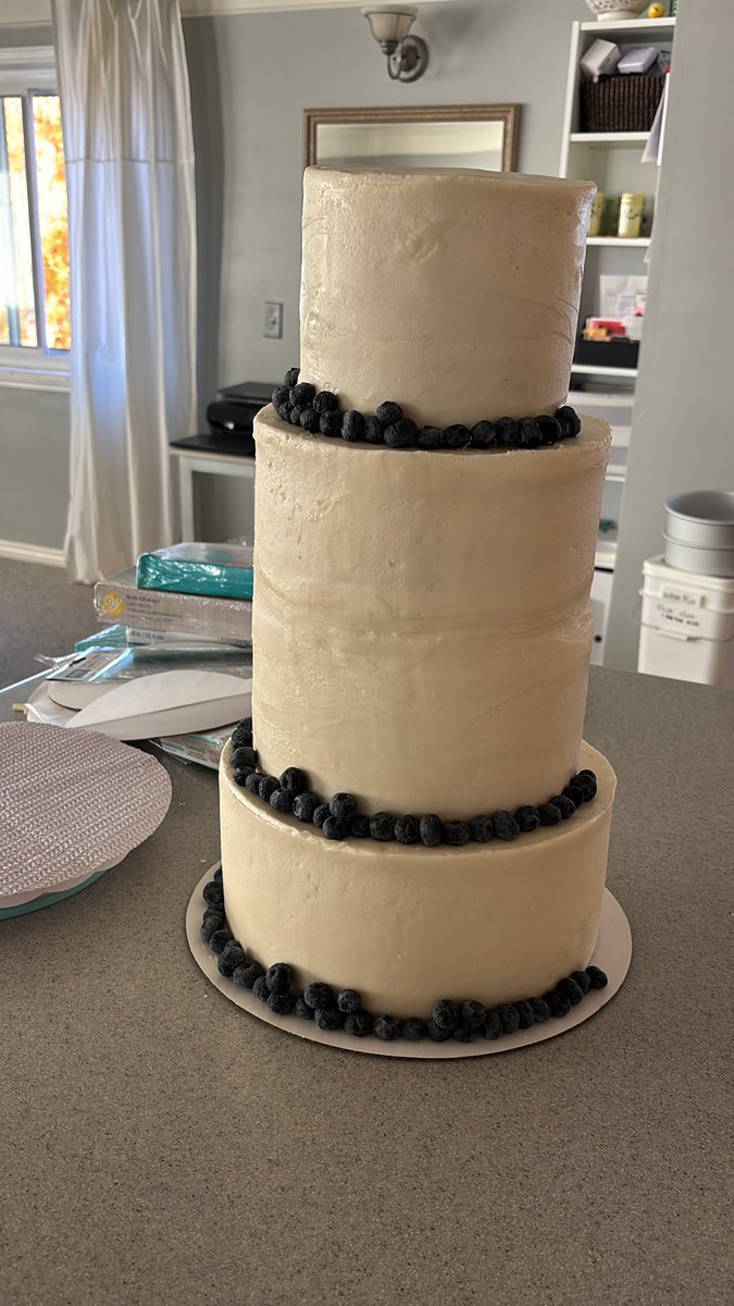 Next50Years's tweet photo. Look what my wife put together today . It’s her “practice” cake … her niece asked her to make her wedding cake. The wedding is in three weeks. My wife is practically Betty Crocker. #marryup #baking #whosgonnaeattthis https://t.co/Ye8HYoR6HO