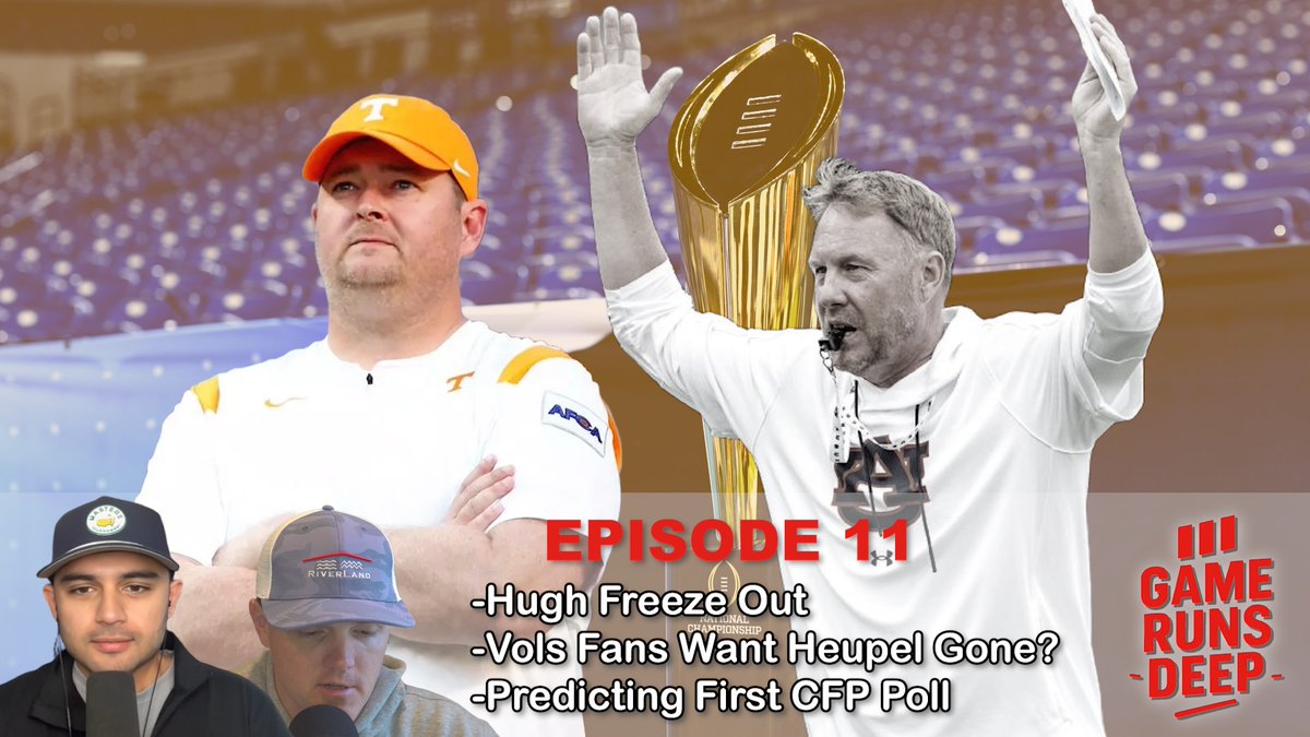 🚨 New episode of Game Runs Deep is here!

<a href="/SpiritBen/">Ben Garrett</a> and I:

-Rank the top vacant Power 4 jobs and predict who fills those vacancies
-Hugh Freeze’s firing at Auburn and how it shakes up the coaching carousel
-Lane Kiffin’s future at Ole Miss
-Tennessee fans turning on Josh