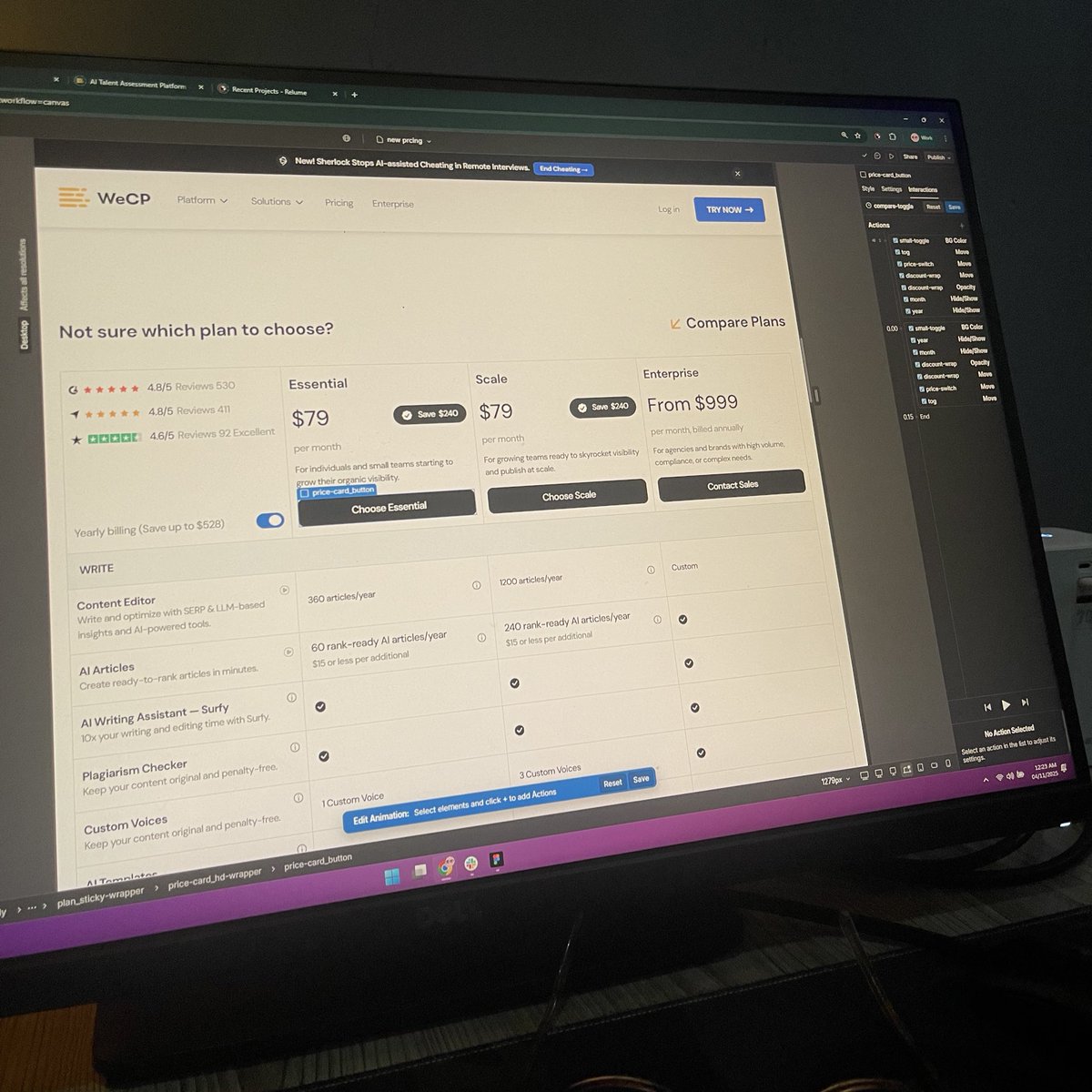 webflowchris's tweet image. Building this pricing table with a toggle that affects most of the columns and sticks to the left in mobile so you can scroll horizontally for that section alone 

#webflow