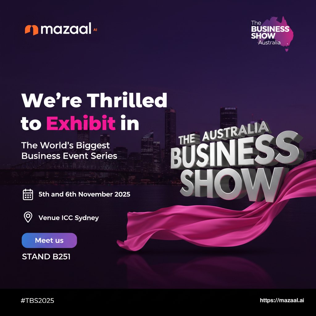 We're taking <a href="/Mazaal_AI/">Mazaal AI</a>  to <a href="/TheBusinessShow/">The Business Show</a> Australia.

Two years ago, we started building a platform to automate repetitive browser tasks. Today, we're serving 2,600+ businesses across 50+ countries.

If you're attending TBS on Nov 5-6, come visit us at Stand B251. I'll be