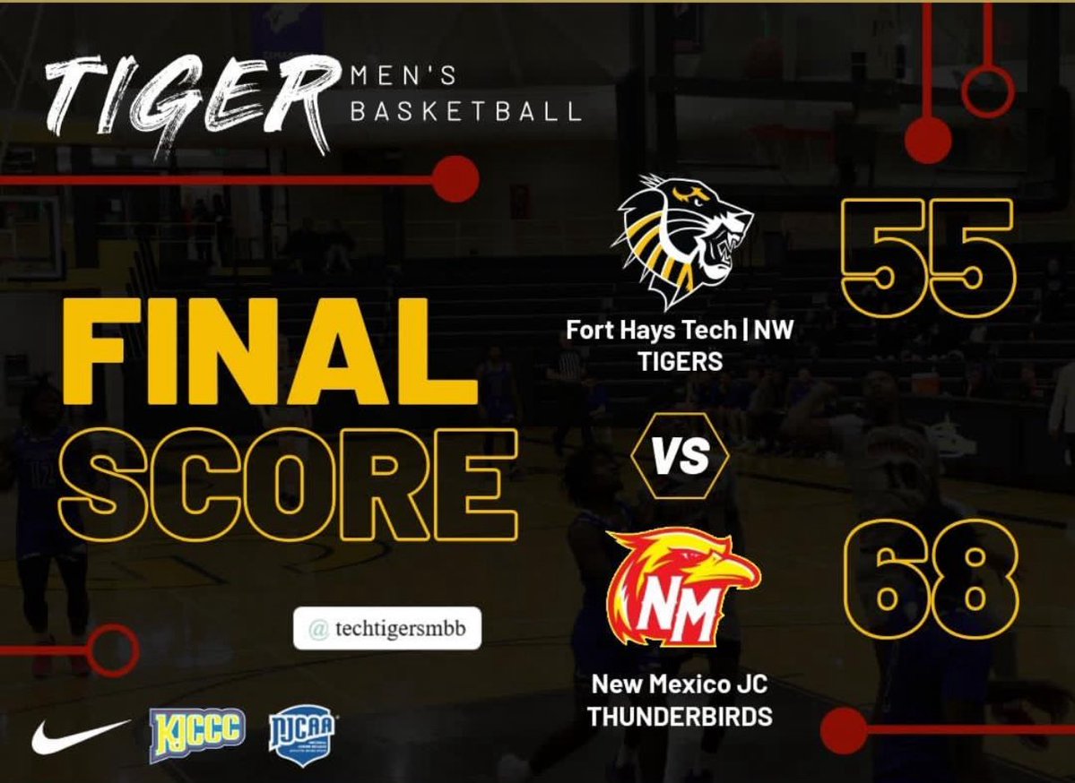 TechTigersMbb's tweet image. FINAL‼️
(1-1) Overall (0-0) Conference
Tough loss this afternoon vs NMJC

We are back in action next Sat Nov 8th at North Platte at 2:00PM MST

🆚 North Platte CC (2-0) Overall (0-0) Conference
⏰ 2:00PM MST
📍McDonald-Belton Gymnasium
📺 TBA

#techtigers #njcaa #respectthetech