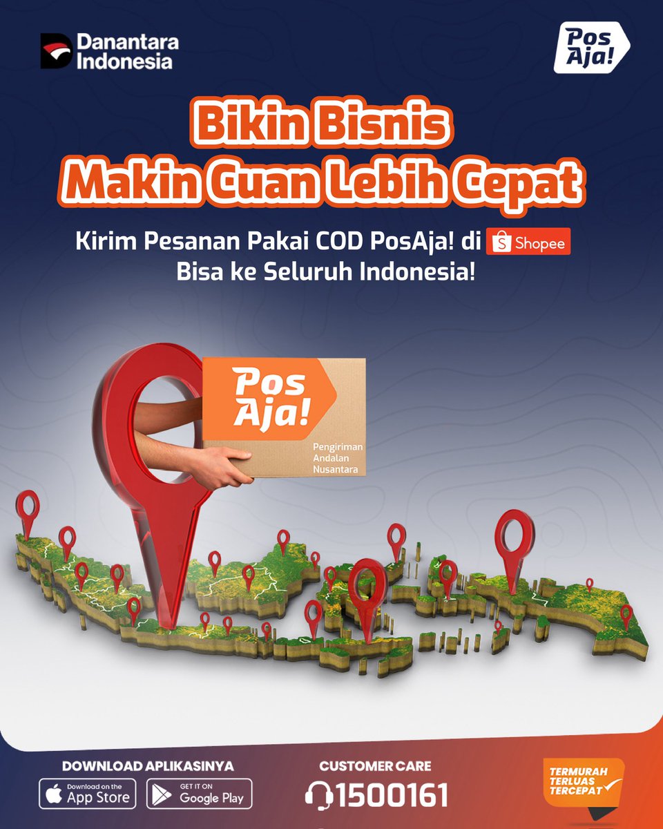 Saatnya bisnis kamu makin cuan lebih cepat!

Kirim pesananmu pakai COD PosAja! di Shopee sudah ke seluruh Indonesia. Layanan yang siap bantu bisnismu makin lancar! 🌍

✅ Jangkauan luas se-Indonesia
✅ Garansi tepat waktu, cuan lebih cepat
✅ Aman &amp; terpercaya

Ayo, aktifkan COD