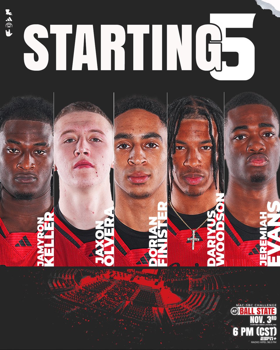 The 𝗙𝗜𝗥𝗦𝗧 𝗙𝗜𝗩𝗘 to tip off the season 🏀

⌚️ 𝟲:𝟬𝟬𝗽𝗺 𝗖𝗧
📺 [𝗘𝗦𝗣𝗡+] ragncaj.co/mbbtv1103
📻 [96.5 FM] ragncaj.co/mbbradio1103
📈 ragncaj.co/mbbstats1103

#GeauxCajuns