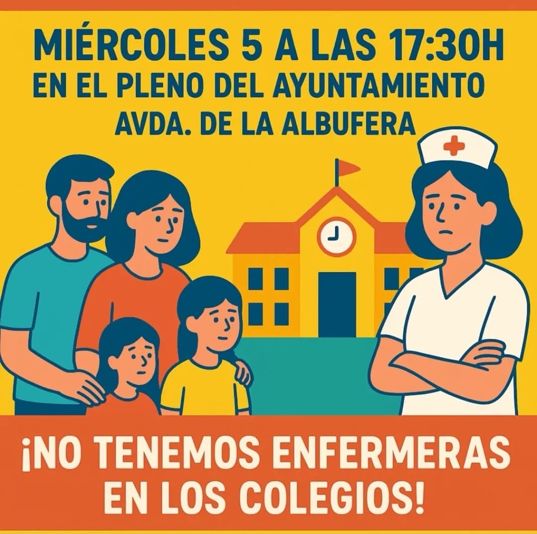 Es una vergüenza que no se cubran las necesidades de enfermeras en nuestros centros....este miércoles 5, a las 17,30h, lo exigiremos en el pleno de la Junta Municipal de Vallecas, en la Avda. de la Albufera. Participa.