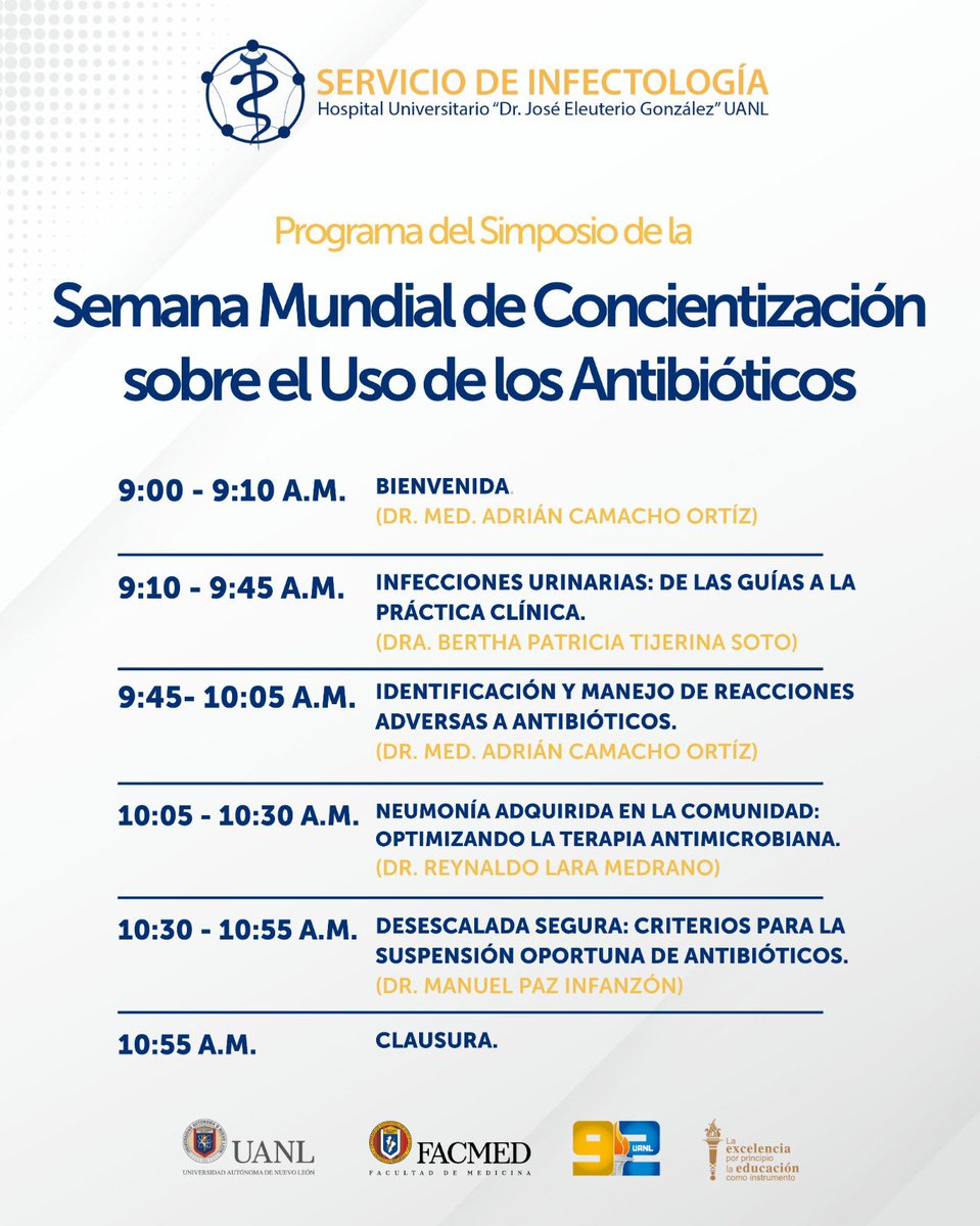 Los invitamos atentamente a nuestro simposio sobre la semana mundial de concientización del uso de antibióticos