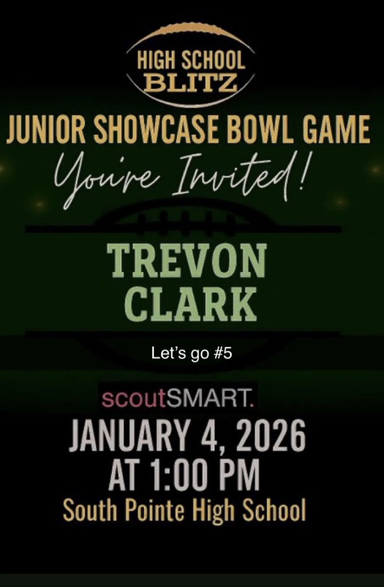 That’s my boy!!! Yessir!!! Great player, great student and this is a great opportunity!! <a href="/TrevonClark50/">Trevon Clark</a> <a href="/HighSchoolBlitz/">High School Blitz</a> <a href="/TheREALCoach_B/">CoachEm-Up🏈</a>