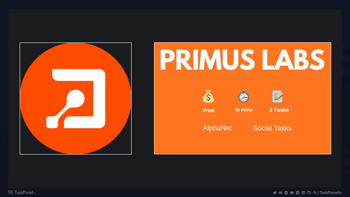 taskpanelio's tweet image. Primus Labs CONFIRMED Airdrop Tasks 🪂

Join the AlphaNet for Primus Labs, the data privacy project backed by $6.5M from Pantera &amp;amp; Dragonfly!

Collect points and secure your spot for the CONFIRMED airdrop.

📝 Tasks: AlphaNet Onboarding, Extension Install 
💰 Cost: Free (+ very…
