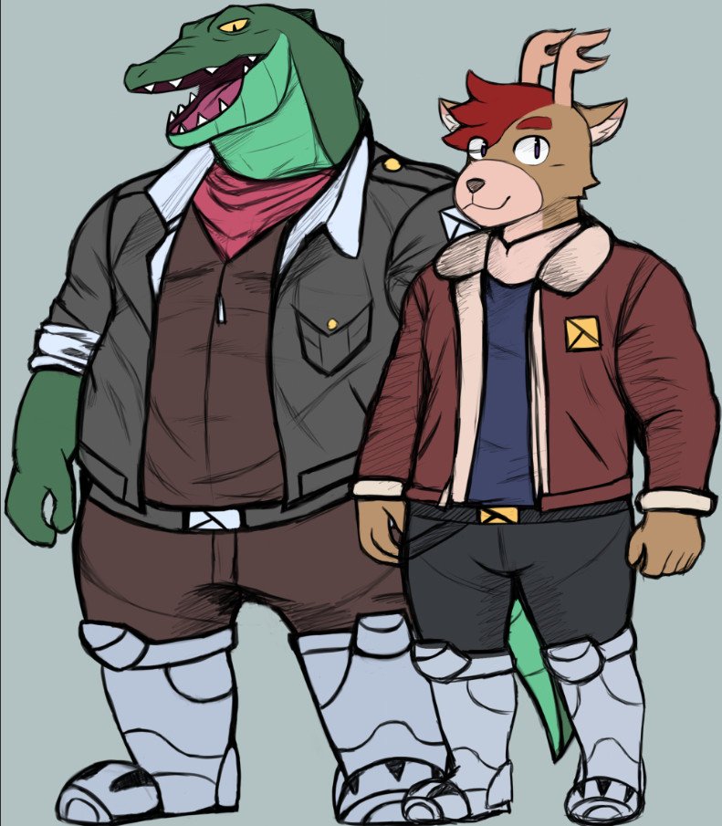 Me and my partner <a href="/onidino321/">Dino (Ceratopsian)</a> made Star Fox OCs~
Marvin Hughes and Deer Flynn!