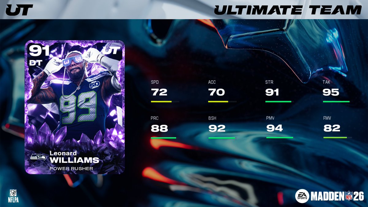 EASPORTS_MUT's tweet image. Enjoy Minkah Fitzpatrick, Trey McBride, and Leonard Williams with all 32 team chems tomorrow in Crystal RL3 💎 #Madden26