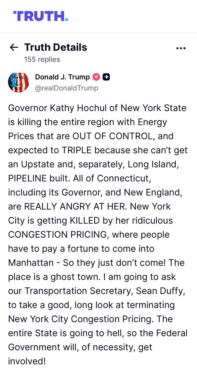 The president threatening congestion pricing again.
