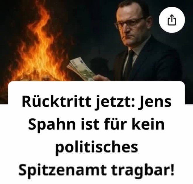 04.11.2025:

Das poste ich täglich:    

Warum ist @jensspahnnoch im Amt?   
Wann gibt's einen #SpahnUntersuchungsausschuss und die #SpahnImmunitaetsaufhebung?    

JEDEN TAG werde ich #SpahnRücktritt fordern!   

Bis er weg ist.