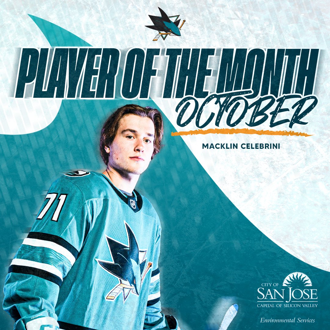 Our first Player of the Month 🥁

Macklin Celebrini! 

<a href="/sjenvironment/">San José Environmental Services</a> | #TheFutureIsTeal