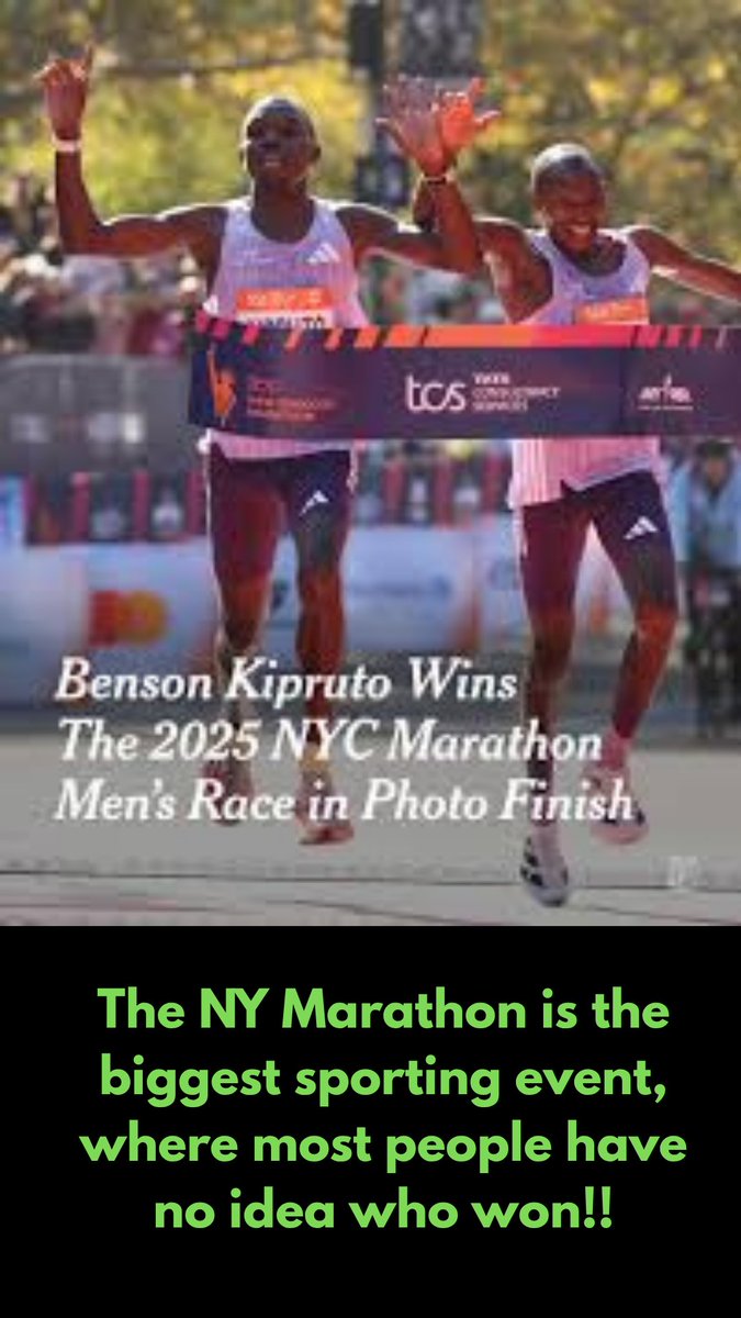 NY Marathon winners are unlnown champions. All the cheering, DJs, dancing, drinking, eating, yet the winner is not important to the average person! could be apathy rooted in Africans winning it every year. Last American winner was in 2009, and he was originally from Eritrea!