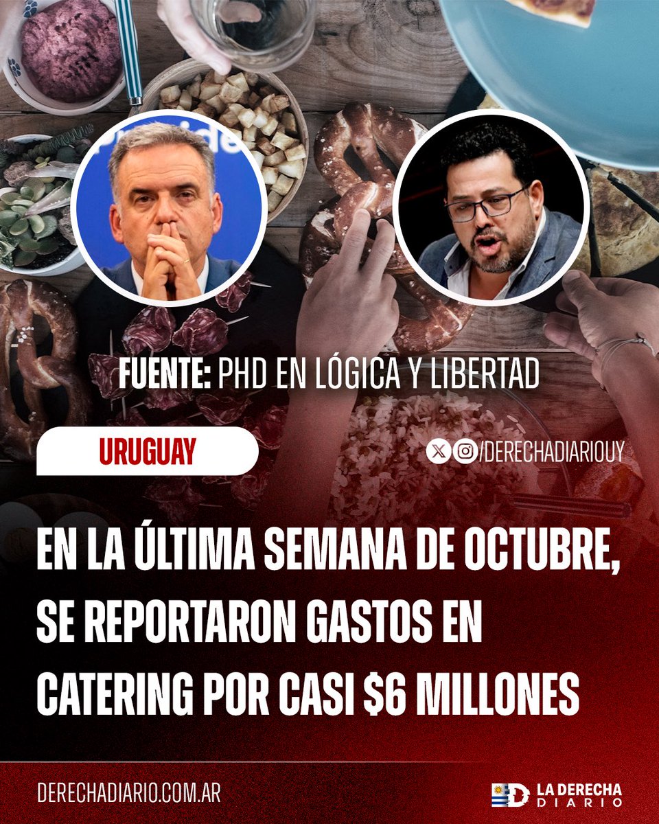 🇺🇾 | LOS POLÍTICOS VIVEN DE JODA: En la última semana de Octubre, se reportaron gastos en catering por casi $6 millones de pesos.
