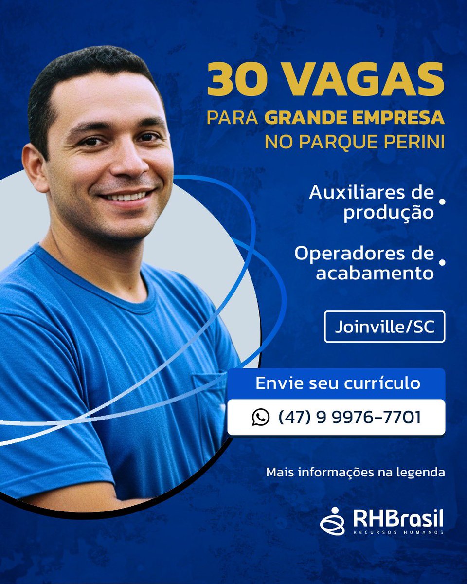 DePgoes's tweet photo. 💼 𝐈𝐍𝐒𝐂𝐑𝐄𝐕𝐀 𝐏𝐄𝐋𝐎 𝐖𝐇𝐀𝐓𝐒𝐀𝐏𝐏:
📞 (47) 9 9976-7701: https://t.co/uAhhFMMbL6

A RHBrasil está com 30 vagas para grande empresa no Parque Perini para auxiliares de produção e operadores de acabamento em Joinville/SC. https://t.co/GsecsSMFbJ