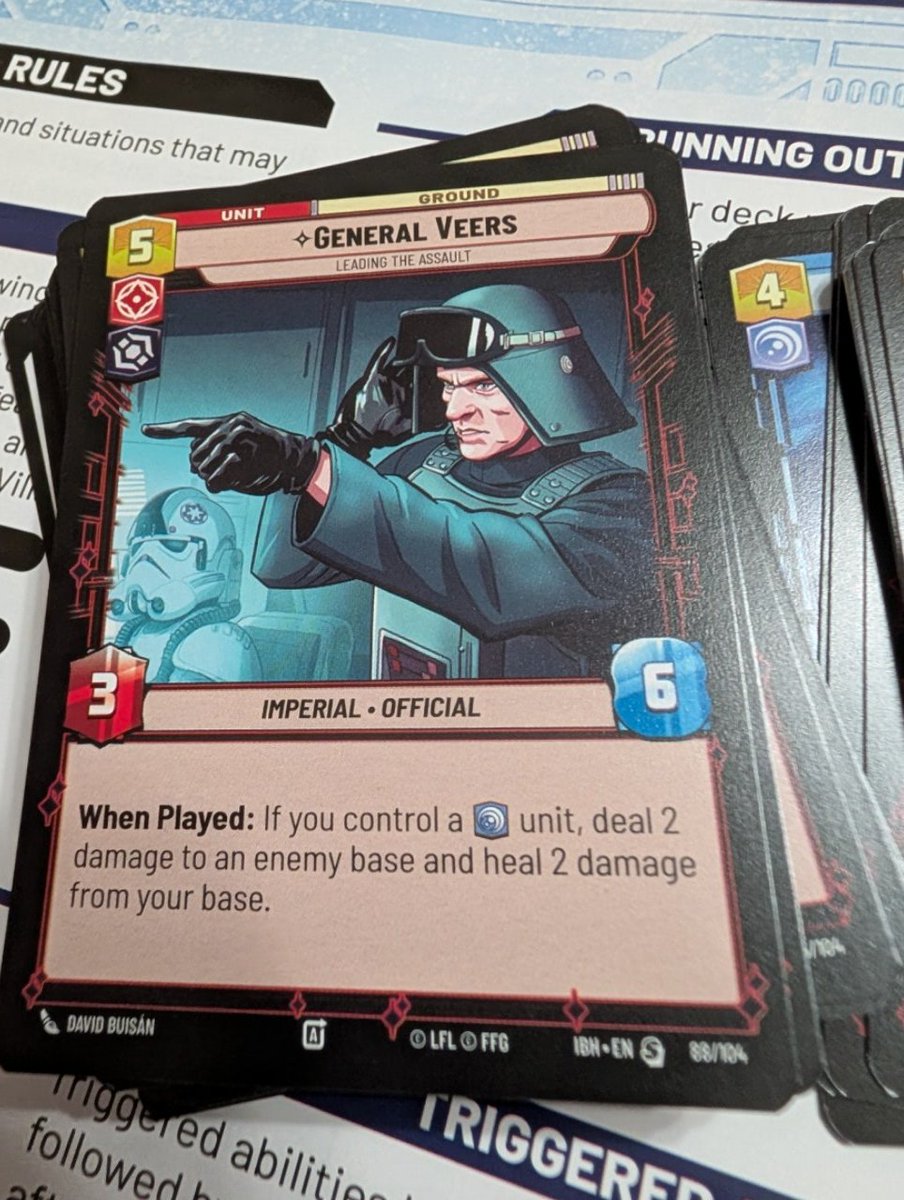 Making a rare appearance to let <a href="/VeersWatch/">Veers Watch</a> know that yes, Veers is in the Star Wars Unlimited Intro Battle: Hoth starter kit set.

I don't see how this is fair at all to whoever is playing the Rebels.