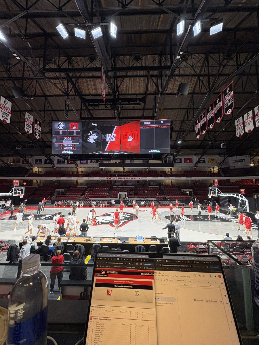 Hello from Matthews Arena!

Beyond excited to be here for the season opener as <a href="/GoNUmbasketball/">Northeastern Men’s Basketball</a> takes on BU. <a href="/jordanwalsh_25/">Jordan Walsh</a>, <a href="/mschwartzberg27/">Max Schwartzberg</a>, and Daniel Ku will take you through it on WRBB 104.9 FM wrbbsports.com/listen-live/