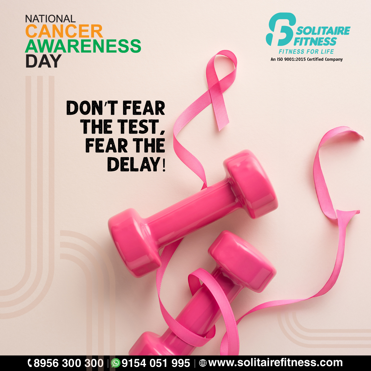 SolitaireFit's tweet photo. Don’t fear the test, fear the delay!
This National Cancer Awareness Day, take a moment to prioritize your health.
Early detection can save lives — including yours.

#NationalCancerAwarenessDay #EarlyDetectionSavesLives #SolitaireFitness #Fitness #BestGyms #BestGymEver https://t.co/U7HsQjUTfx