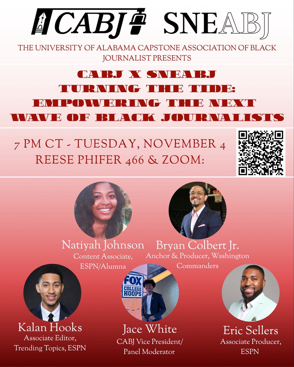 Two chapters, one mission: Empowering the next generation of Black journalists!

Join <a href="/SNEABJ/">SNEABJ</a> &amp; CABJ tomorrow for a wonderful event!

Thank you to our amazing group of speakers &amp; moderator!

<a href="/ExclusivelyEBS/">E. Sellers</a> 
<a href="/KalanHookstv/">Kalan Hooks</a> 
<a href="/BC__TV/">Bryan Colbert Jr</a> 

#NABJ #SNEABJ 

us05web.zoom.us/meeting/regist…
