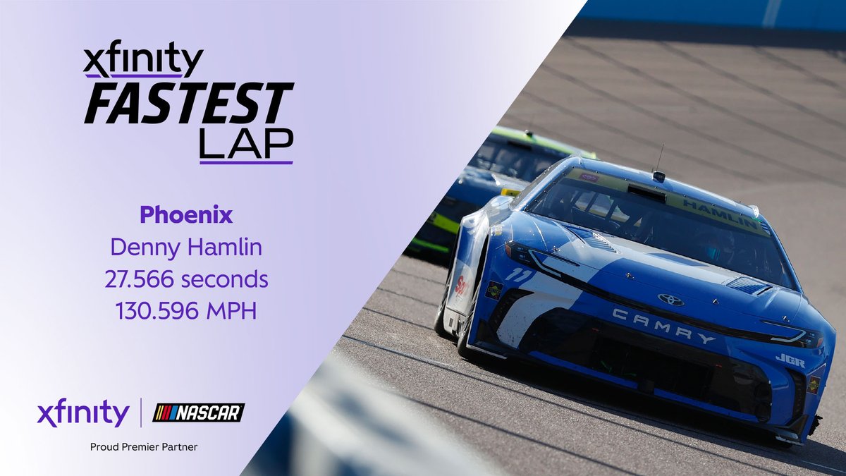 XfinityRacing's tweet image. The final @Xfinity #FastestLap of 2025.

@dennyhamlin had the most across all three national series this season with nine, including the season finale at Phoenix.