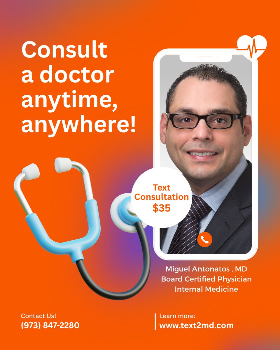 Text2MD's tweet image. 📱 Stay Connected to Your Doctor Anytime!

Download the Text2MD Medical App powered by Spruce — your secure and convenient way to manage your health from anywhere. 🌎

💬 Features:
✅ Text Messaging with Dr. Miguel Antonatos, MD
✅ Virtual Medical Consultations
✅ Easy Medication…