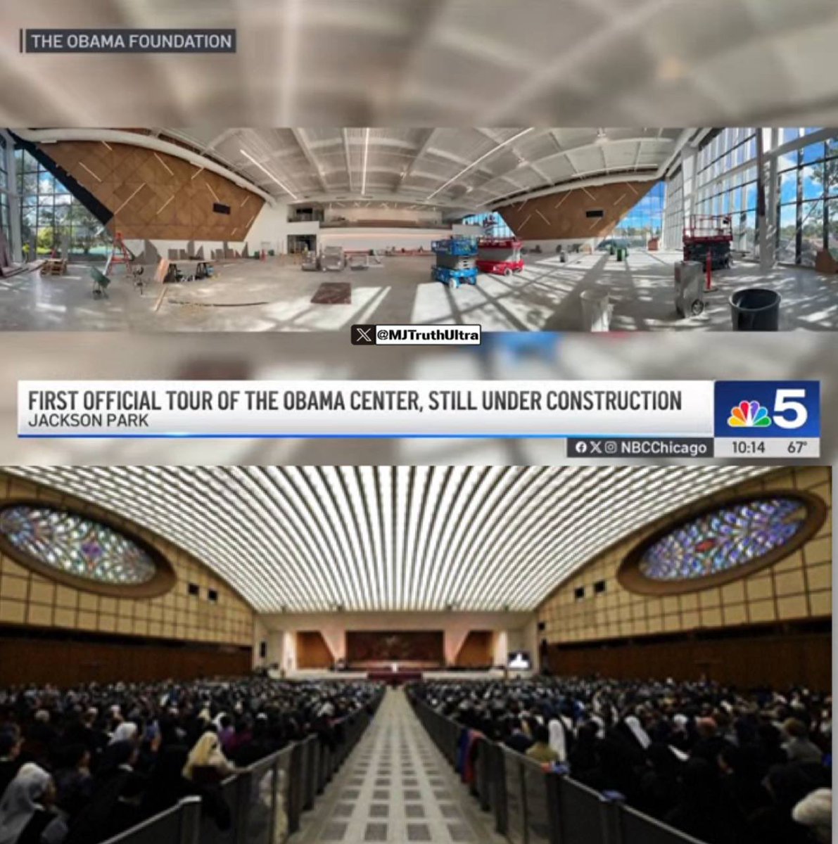First look inside at Obama’s Presidential Center — Remind you of anything? 

Estimated at $850 million as of late 2025 (up from an initial $350 million projection in 2018). The foundation has raised over $1.1 billion since 2017 through private donations 
🔻 Individuals 
  - Oprah