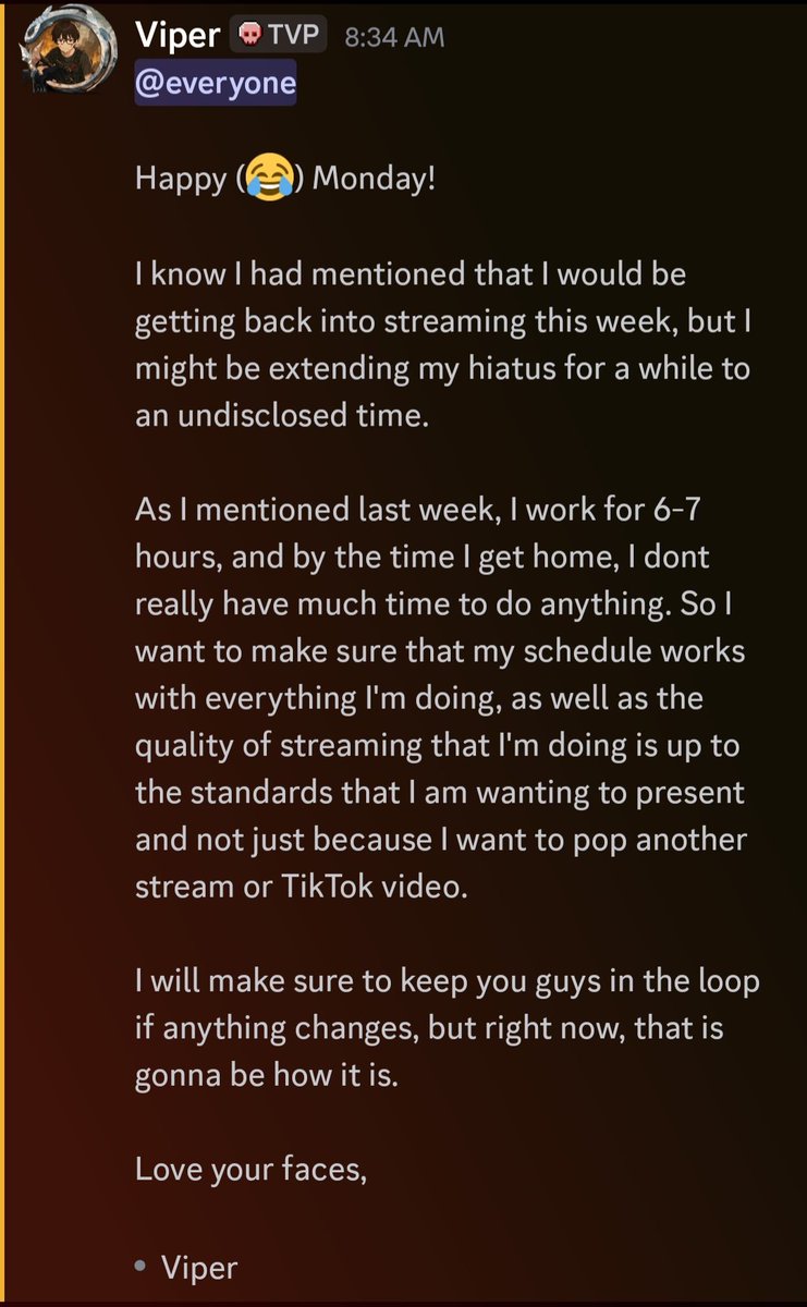 xViperAG's tweet image. For those who are not in my discord:

Not to mention, I have some things that I'm hoping to show soon, so stay tuned.

Sorry I haven't been around. I'm hoping to have something figured out soon.