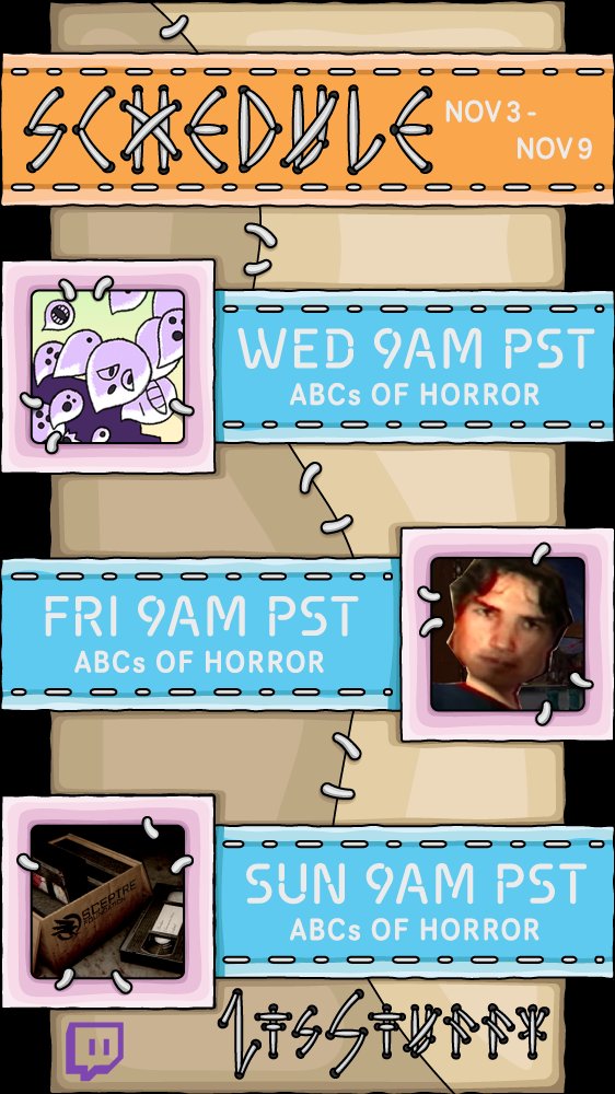 💀 ABCs OF HORROR 👻

This will be the last week of streaming until I return in December from house sitting and spending the holidays with family. So, let's try and beat as many horror games as possible until I leave!

Hope everyone had a spooky Halloween!💜