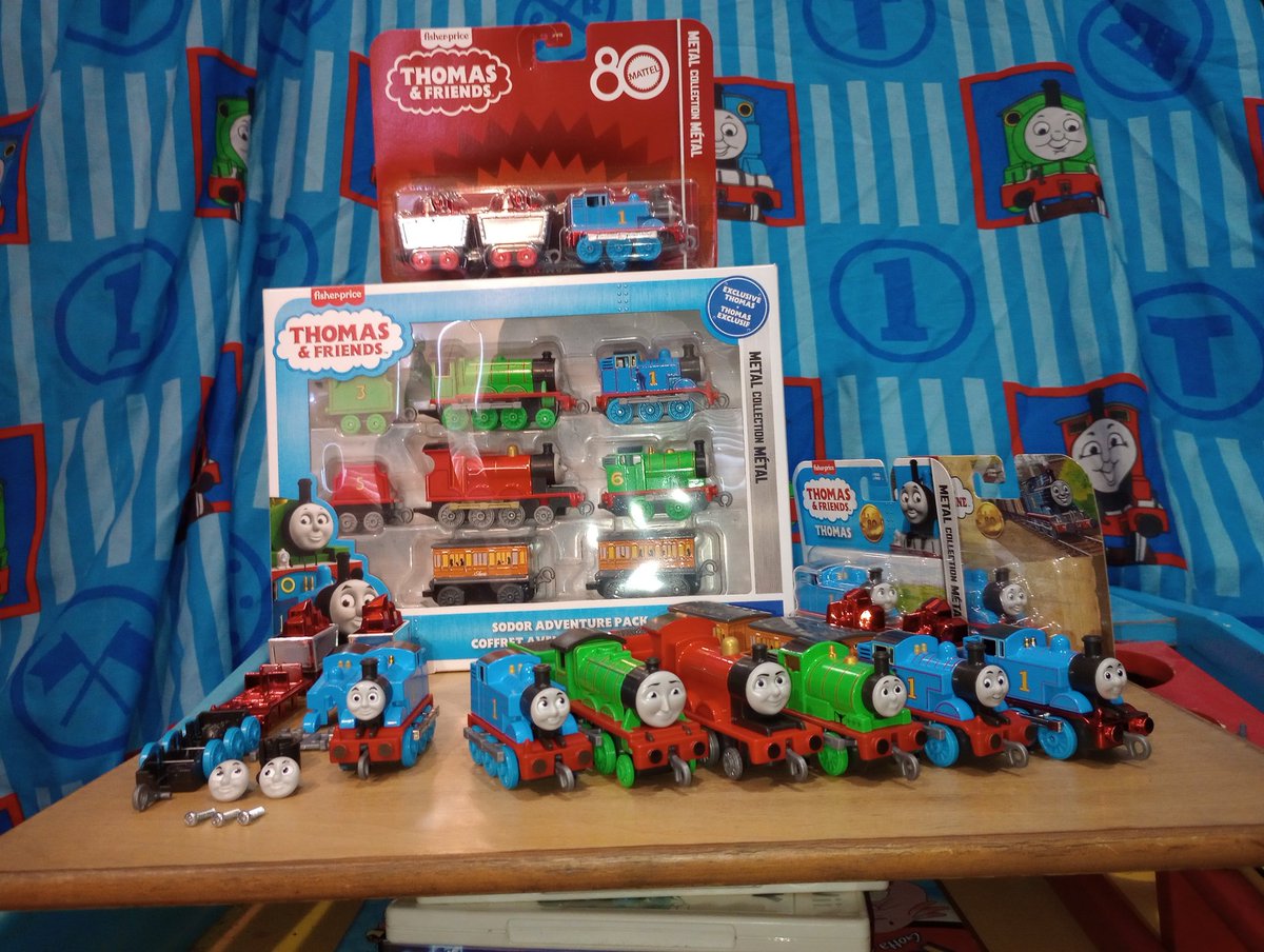 ThomasFan1945Pr's tweet image. My Complete 2025 Thomas &amp;amp; Friends - Metal Collection Diecasts

I have all the variants, including the Railway Series Storybook, Ruby Red and the Walmart Exclusive Thomas Variants.

Not sure if I&apos;ll get the other single packs or not.
#ThomasandFriends
#Thomas80
#Mattel
#Mattel80