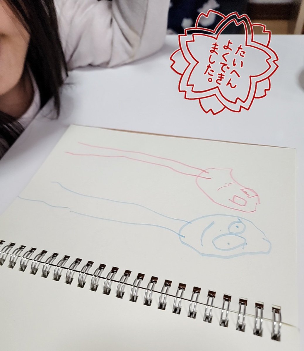 CSzUMR4IpD6SdWN's tweet image. お子がパパとママ描いてくれたんだけど足がなげぇのなんのって😂
そして体はどこに？！🤣笑