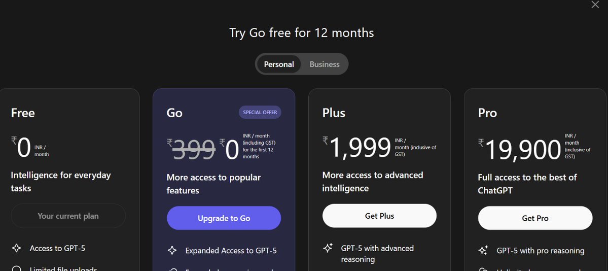 abhijitDotTech's tweet image. Time to supercharge coding, learning, and creativity with advanced AI at zero cost! 🚀🥳

Power up your ideas with free GPT Go! How will you use it? 💡
