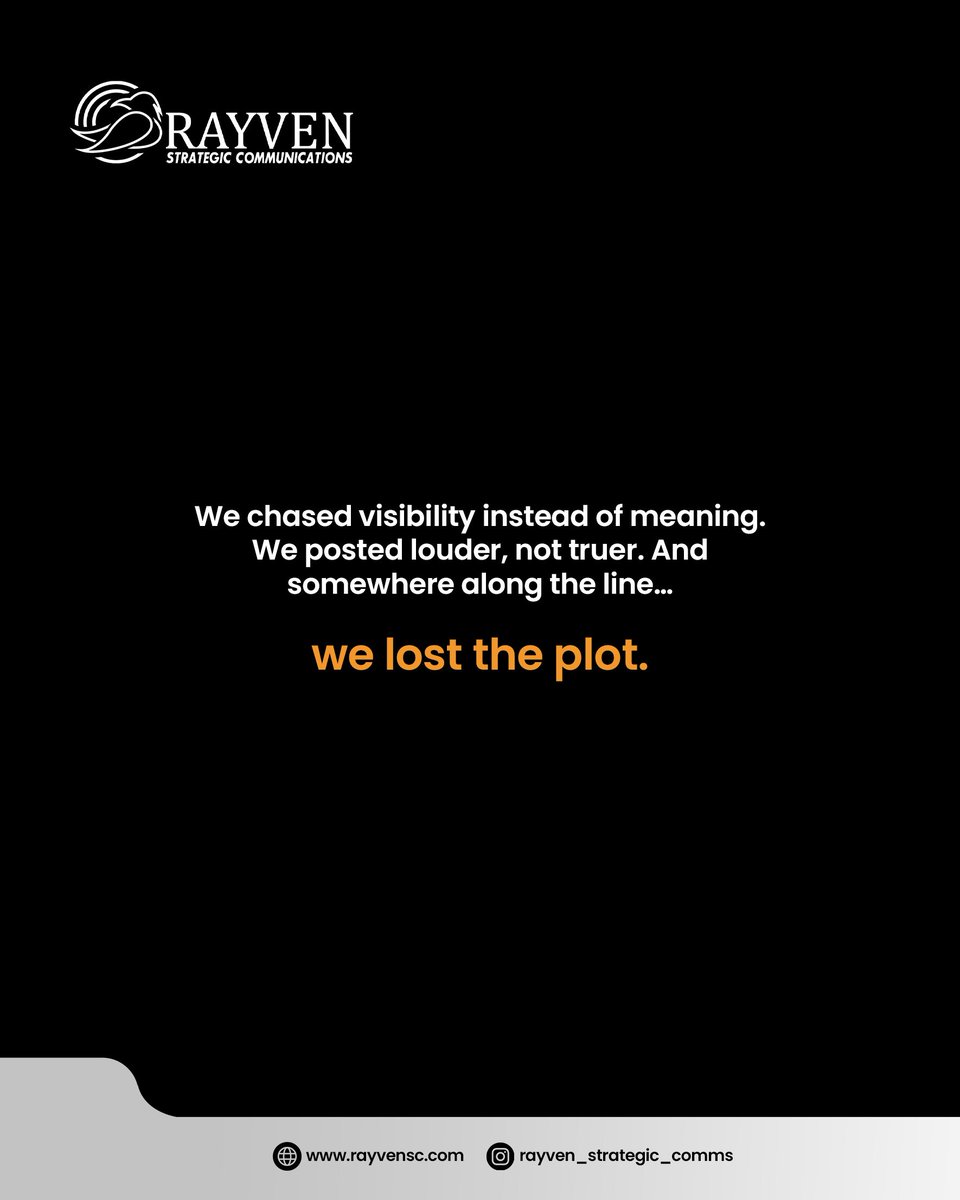RayvenStrategic's tweet photo. Now we listen deeper.
Tell truer stories.
Build brands people feel.

We got it wrong once and thought success was in the numbers, the reach, the noise.

#nigeria #rayvenstrategiccommunication #america https://t.co/t58vsaIQpD