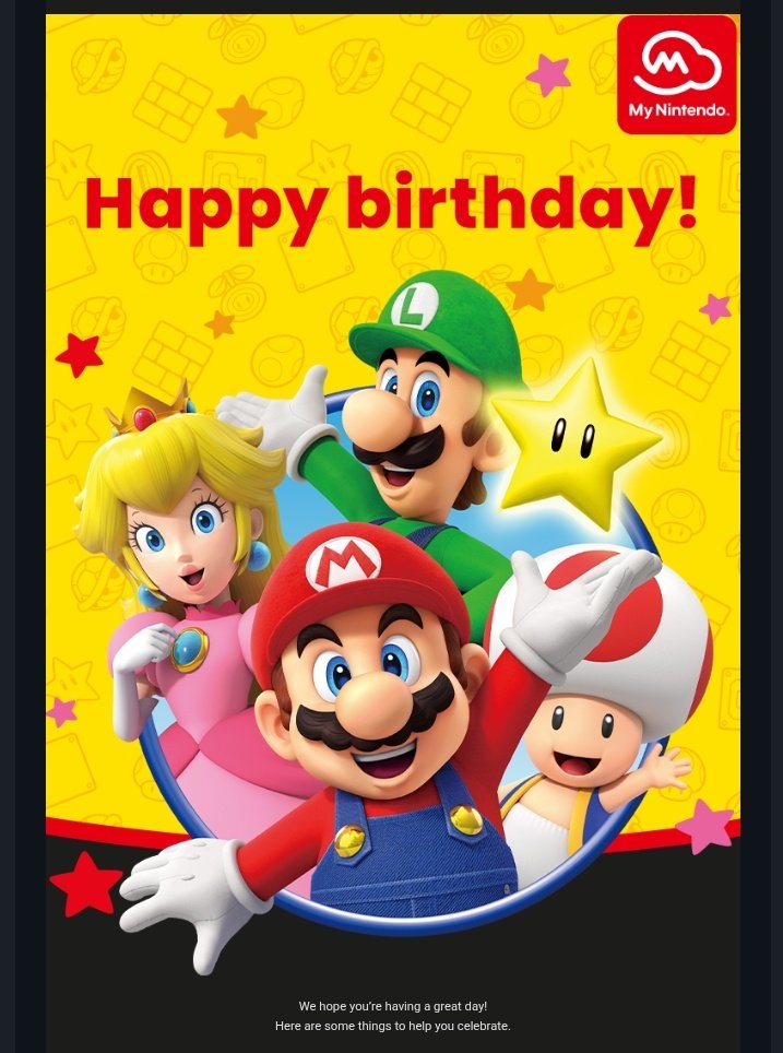 نیتندو تولدم بهم تبریک گفته 😁