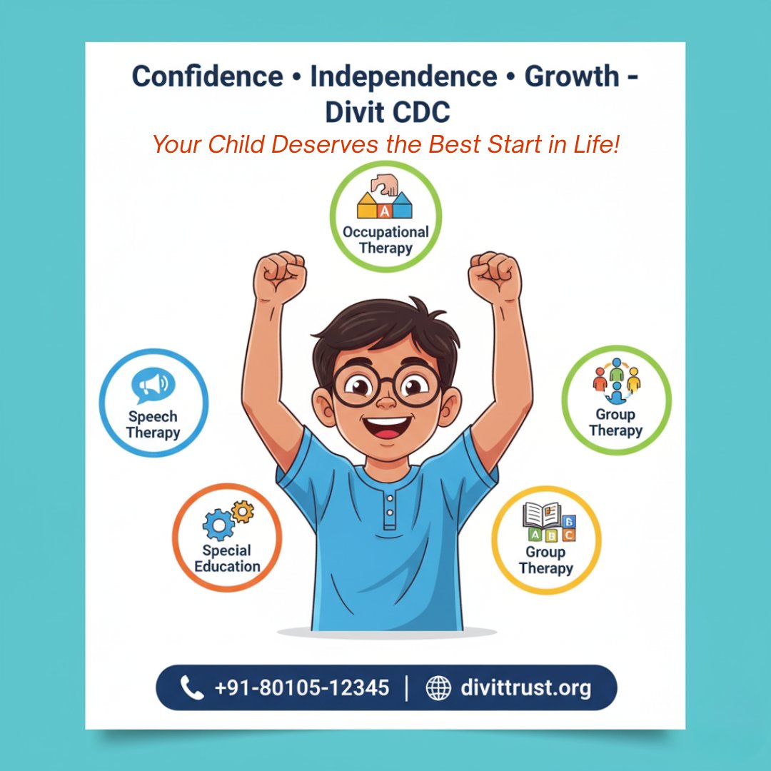 DivitCdc's tweet photo. Welcome to DIVIT Child Development Centre (CDC) 
A place where every child learns, grows, and shines! 
We offer specialized therapies and learning programs designed to support children with developmental, behavioral, and learning challenges.
📞 +91-80105-12345 https://t.co/GpYFk6Ghsj