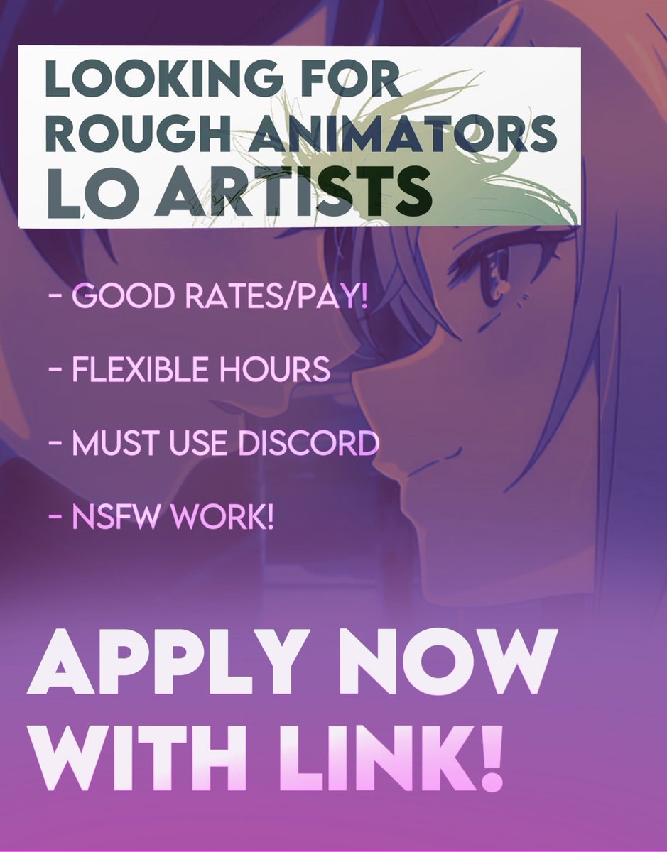 I am looking for rough animators and LO artists for future projects! You can apply with the link posted in the replies below: