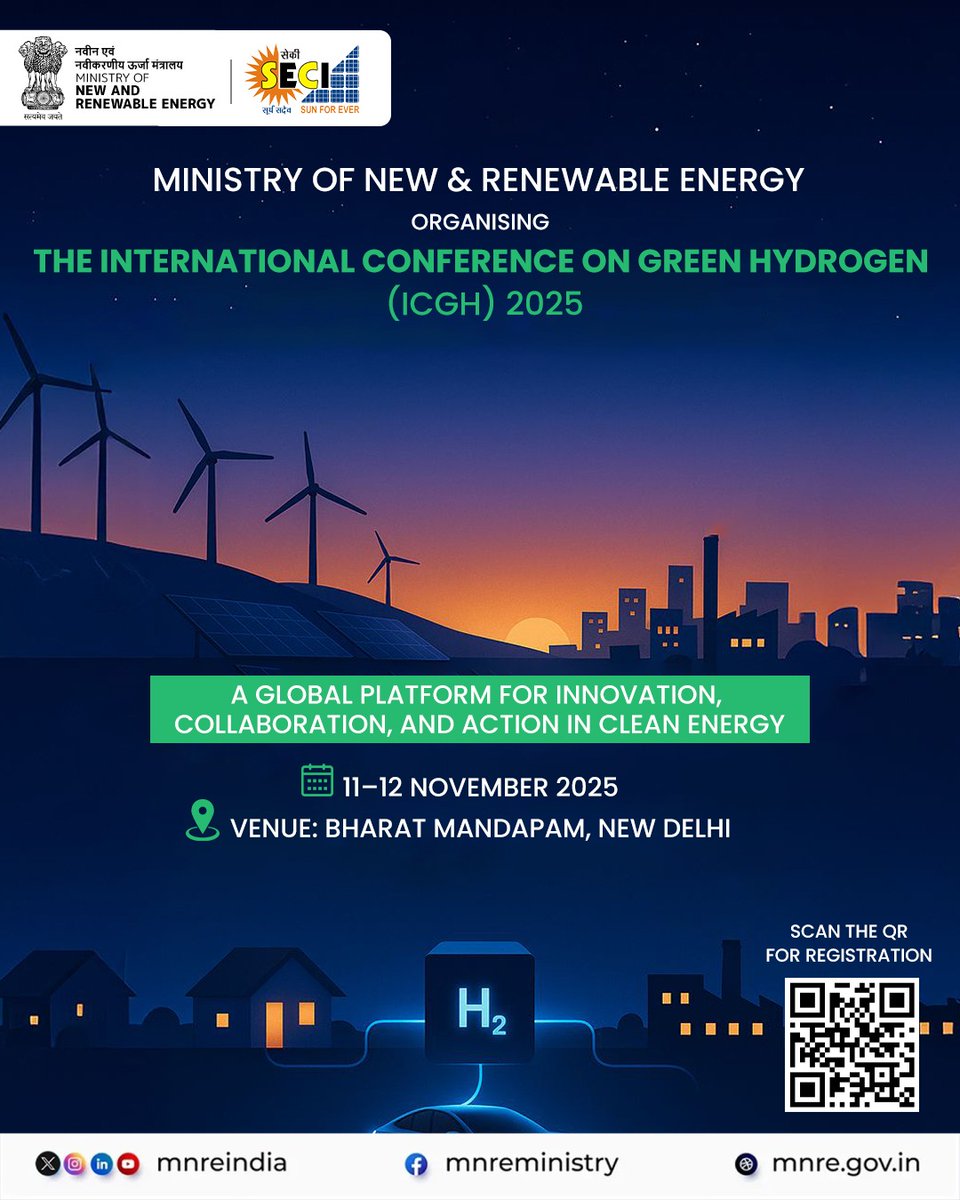 The future is green, the fuel is hydrogen! 

Be part of ICGH 2025 - 11–12 Nov, Bharat Mandapam
Register now 👉 icgh.in/new_register

#ICGH2025 #GreenHydrogen #EnergyTransition #MNRE