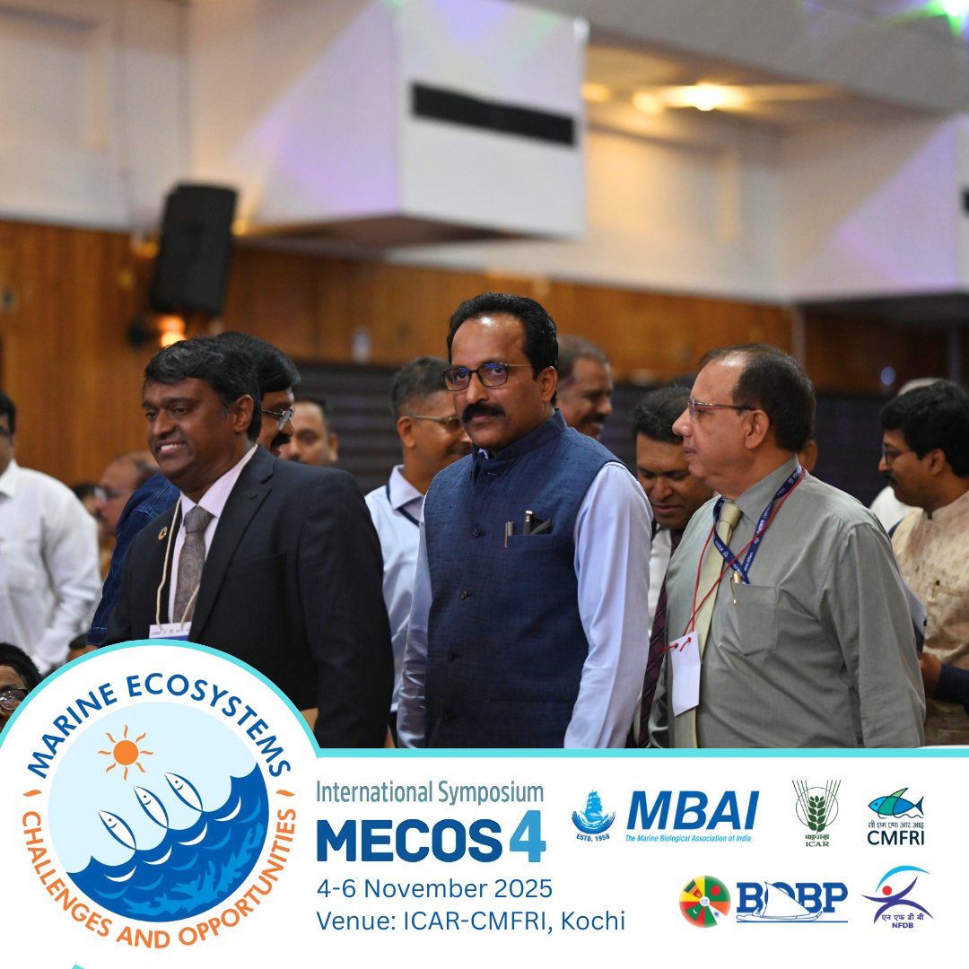 ICAR_CMFRI's tweet photo. The much-awaited MECOS-4 has officially commenced!
The inaugural ceremony began with the traditional lighting of the lamp in the presence of distinguished guests and delegates from across the globe — marking the start of this global meet on marine ecosystems.
#MECOS4 #CMFRI #MBAI https://t.co/Gdky3Q33SK