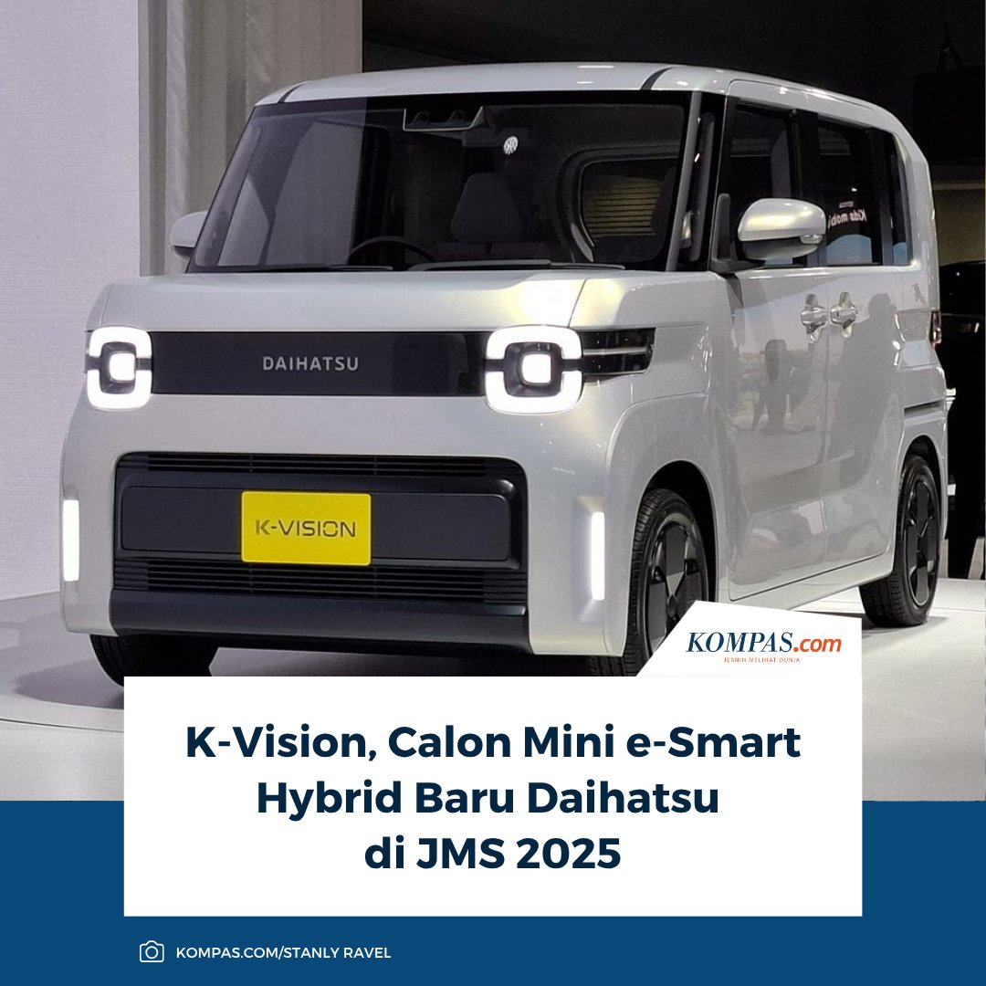 KompasOtomotif's tweet image. Selain Midget X dan Kayoibako-K, dalam gelaran Japan Mobility Show (JMS) 2025, Daihatsu juga menampilkan K-Vision sebagai kei car berteknologi hybrid.

Baca Selengkapnya 👇🏻
otomotif.kompas.com/read/2025/11/0… 

~NA #KVision #Daihatsu #JMS2025